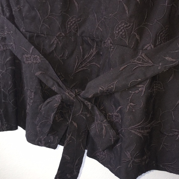 BCBGMaxazria Black Full Button Short Sleeve Top - Picture 7 of 8